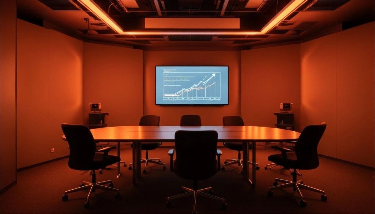 Cinematic boardroom strategy meeting